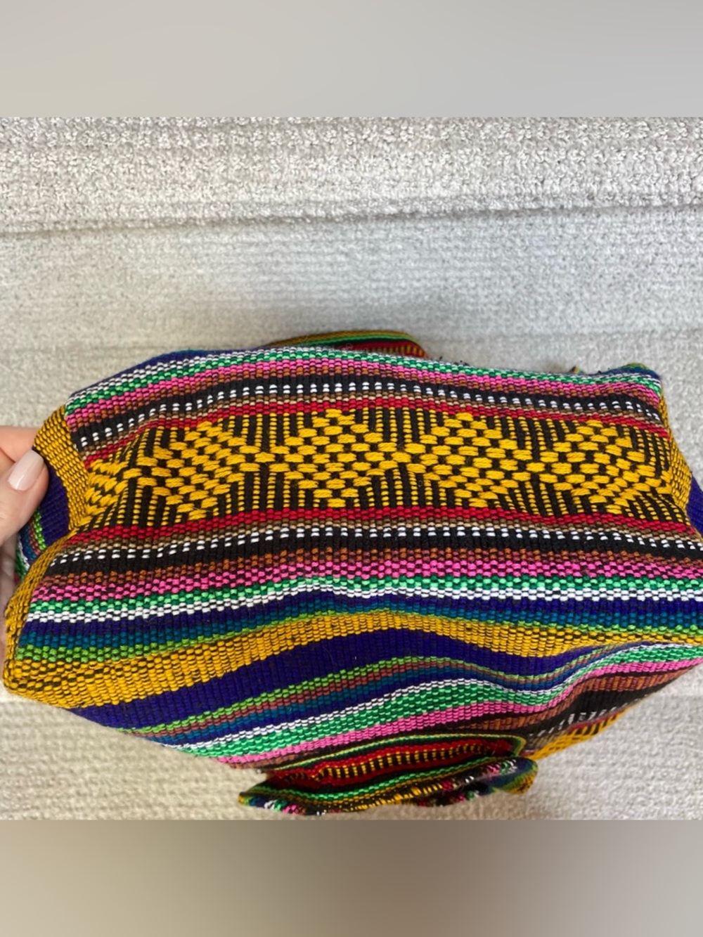 NWOT Artesanias Pinzon Mexican Woven Colorful Blanket Bag Backpack Boho Festival - Picture 6 of 12
